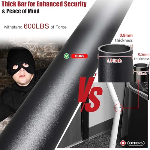Heavy Duty Door Security Bar, 24.5"-50.7" Adjustable Door Stopper with Large Anti-Slip Base, 360° Swivel Foot, Portable Door Brace for Hinged Doors, Sliding Windows, Hotel & Apartment - Image 3