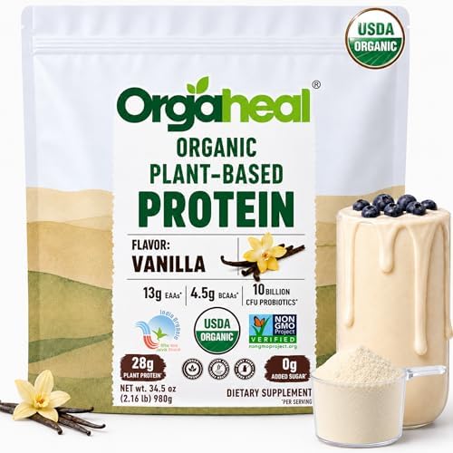 Organic Plant Based Protein Powder | Vanilla Flavor | 28g Plant P...