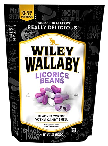 Wiley Wallaby Classic Black Licorice Beans, 7.05 Ounce Bags, 12 Count #TOP4