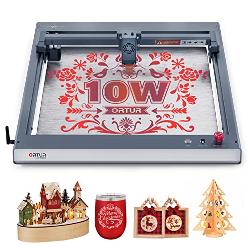 ORTUR OLM3 Laser Graviermaschine 10 W Ausgangsleistung CNCLaser Cutter 0,05mm Ultrafeiner Punkt, Verfahrgeschwindigkeit bis zu 20.000mm/min, mit APP intelligenter Bedienfunktion Cover