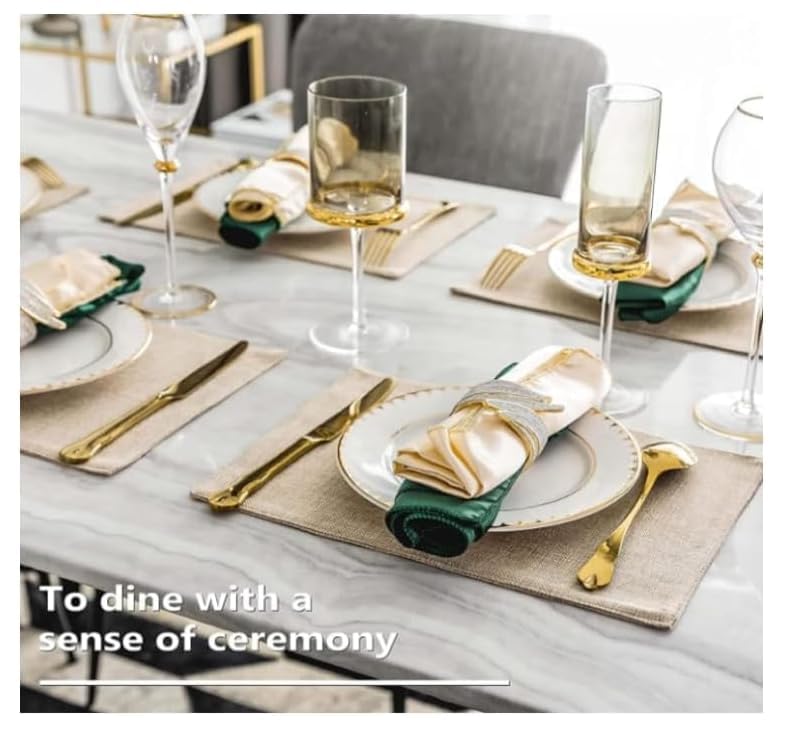 Lot De 6 Sets De Table Tournesol – Tissu Lavable 30,5x45,7 Cm – Jaune Rétro