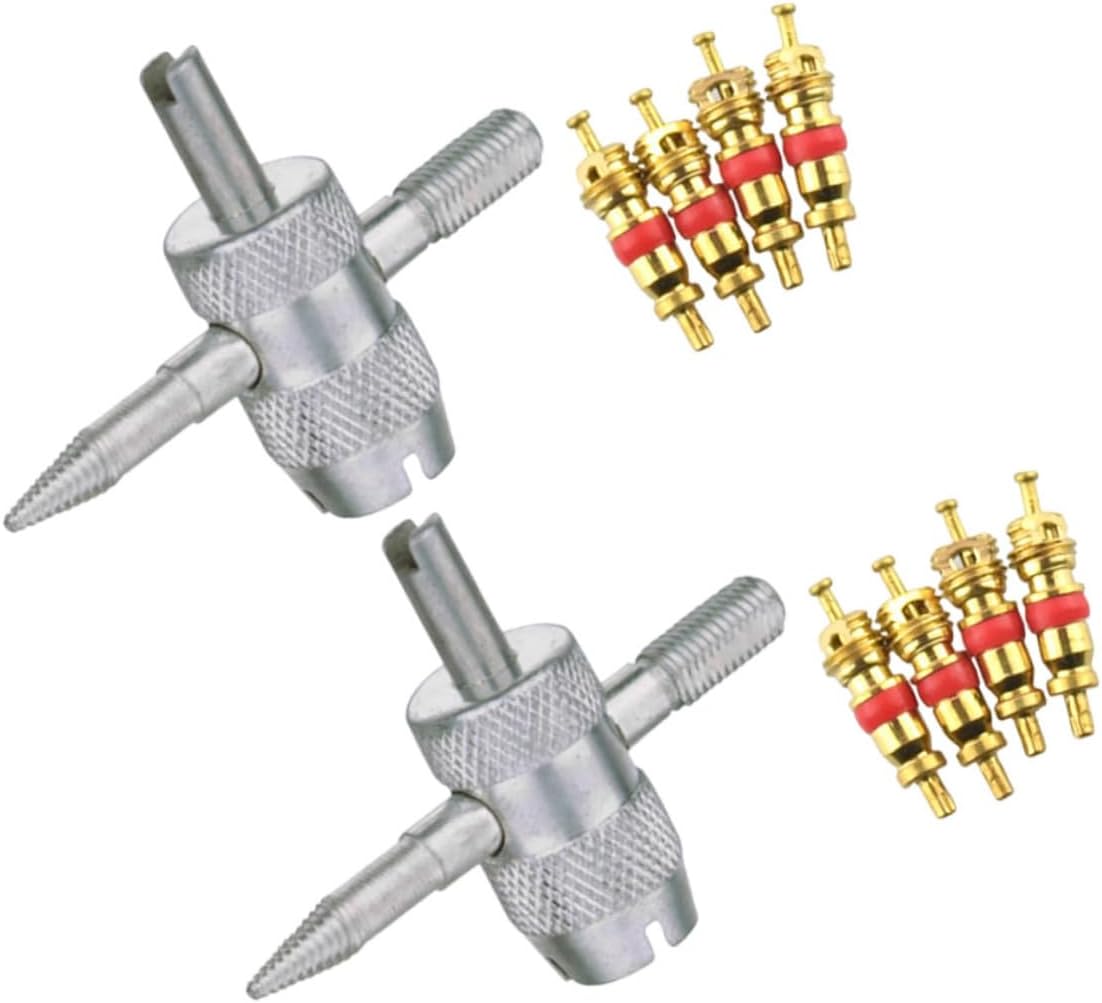 2sets Valve Core Remover Tool Kit for and Automotive Tire Maintenance Includes Valve Cores Easy Use Wrench for Cars and Trucks