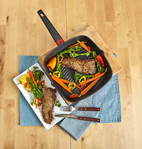 Imusa Usa, Red 11" Cast Aluminum Deep Square Griddle With Grill Marks #TOP6