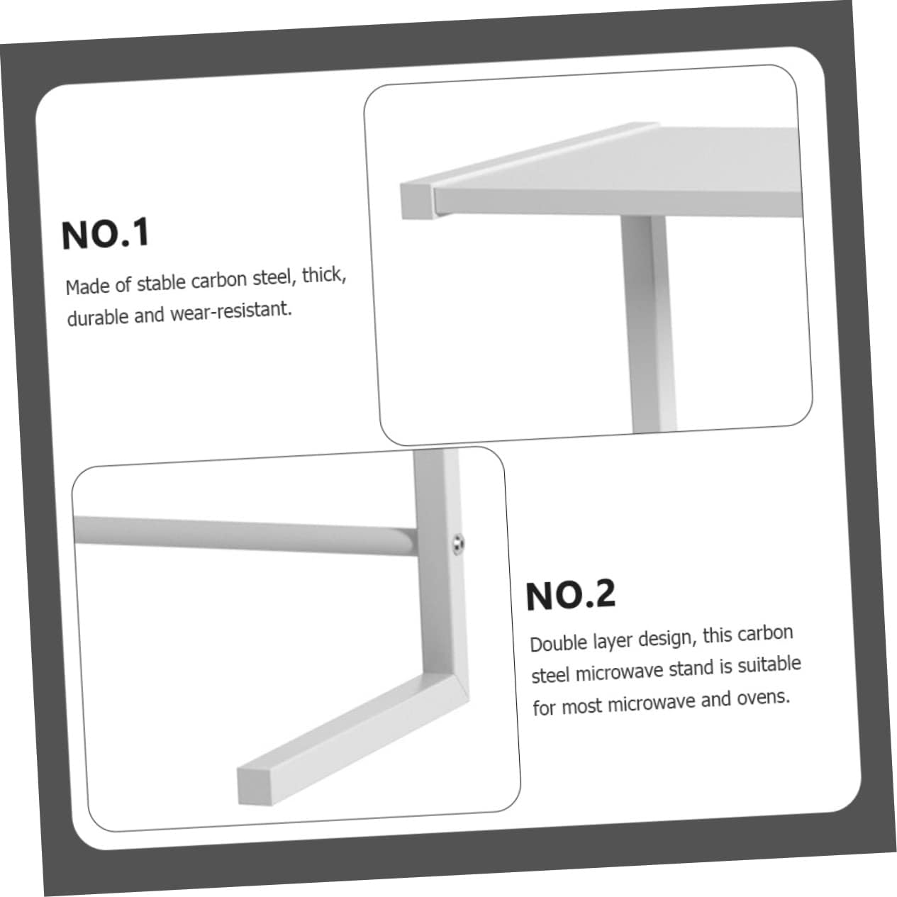 Adjustable Height Kitchen Organizer Rack Metal Oven Stand for Microwave Countertop Storage Solution Detachable Shelf Suitable for Small Appliances and Air Fryers