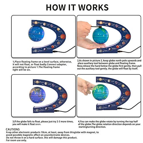 Magnetisch Schwebender 3-Zoll Globus mit Farbiger Lampe – Coole Bürodekoration und Geschenke für Männer und Chefs – Astronomisches Lernspielzeug für Kinder