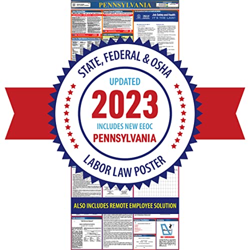 Pennsylvania 2023 Labor Law Poster – All In One State And Federal Laminated 21” X 50” Poster – Updated Eeoc, Workers' Compensation And Minimum Wage Requirements – Remote Employee Solution #TOP1