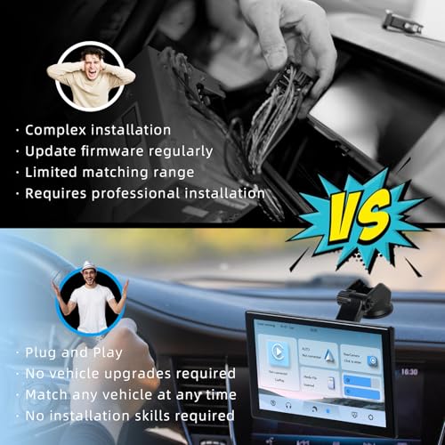 Image of plimpton 2025 Upgraded Wireless Carplay, Android Auto Screen for Car, 9 Inch IPS Touch Screen Car Play Driveplay Multimedia Player with Voice Control, FM, Mirror Link, BT