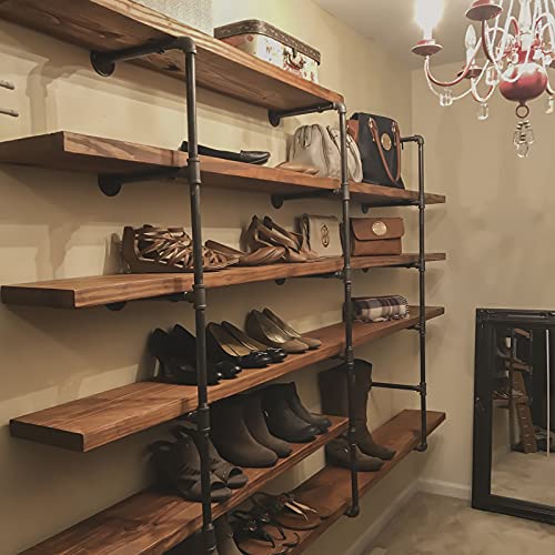 HITOMEN-Industrial-Iron-Pipe-Shelves-3-Set-3-Tier-28-Tall-12-Depth-DIY-Open-Bookshelf-Bookcase-Wall-Mounted-Vintage-Retro-Shelving-Rustic-Farmhouse-Pantry-Kitchen-Storage-Black-Shelf-Brackets