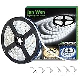 JUNWEN 16.4ft White Led Strip Lights, 12V Outdoor Led Strip Lights Waterproof Flexible Led Light Str