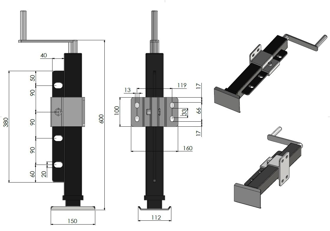 Spare Parts Holland Anhängerstütze 2000kg mit Kurbel, Anhängerstützen Stützfuß Anhänger/Stütze
