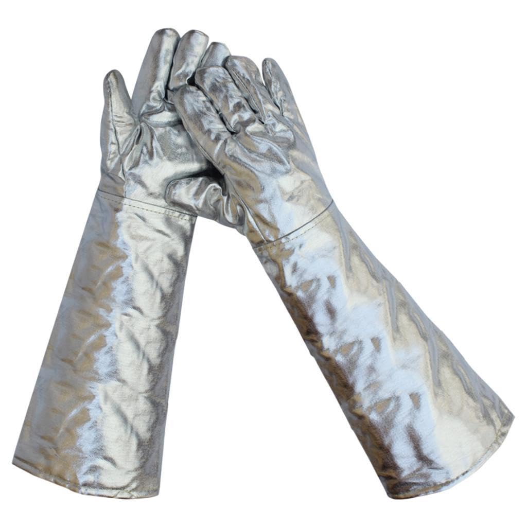 Guantes de Soldadura de Aluminio Térmicos Guantes Resistentes Al para Horno Guantes Aislantes para Protección Térmica Guantes de Trabajo Adecuad, 60 Cm 350 a 1000