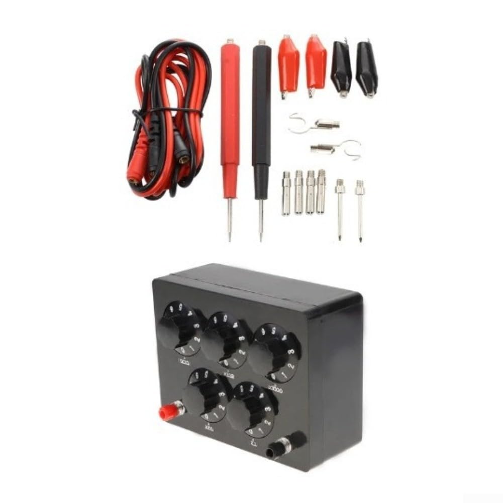 Decade Boîte de résistance avec résistance variable réglable de 0 à 9999 9 Ohms avec ligne de test pour un test précis de résistance