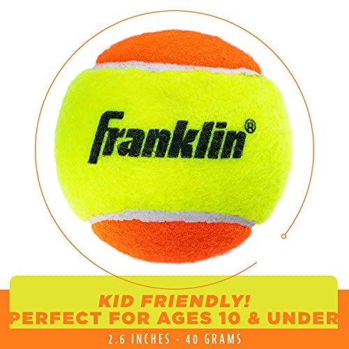 Franklin Sports Starter + Beginner Pressureless Tennis Balls - Great for Training + Practice - Low Bounce Tennis Balls for All Court Surfaces - Orange - 3 Pack