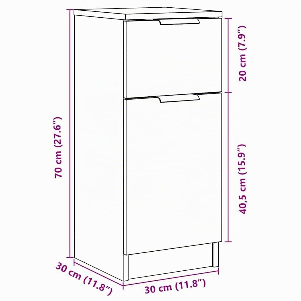 vidaXL Buffet Vieux Bois 30x30x70 cm Bois d'ingénierie