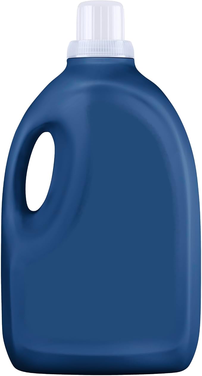 Verso ou lado oposto do frasco de sabão líquido Brilhante de 5 litros, mostrando a embalagem azul com tampa dosadora branca