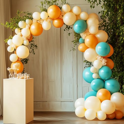 Image of RUBFAC Teal Blue Balloons 129pcs Different Sizes 18 12 10 5 Inch, Latex Turquoise Balloon Garland Arch for Birthday Party Decoration Wedding Engagements Anniversary Baby Shower Party Supplies