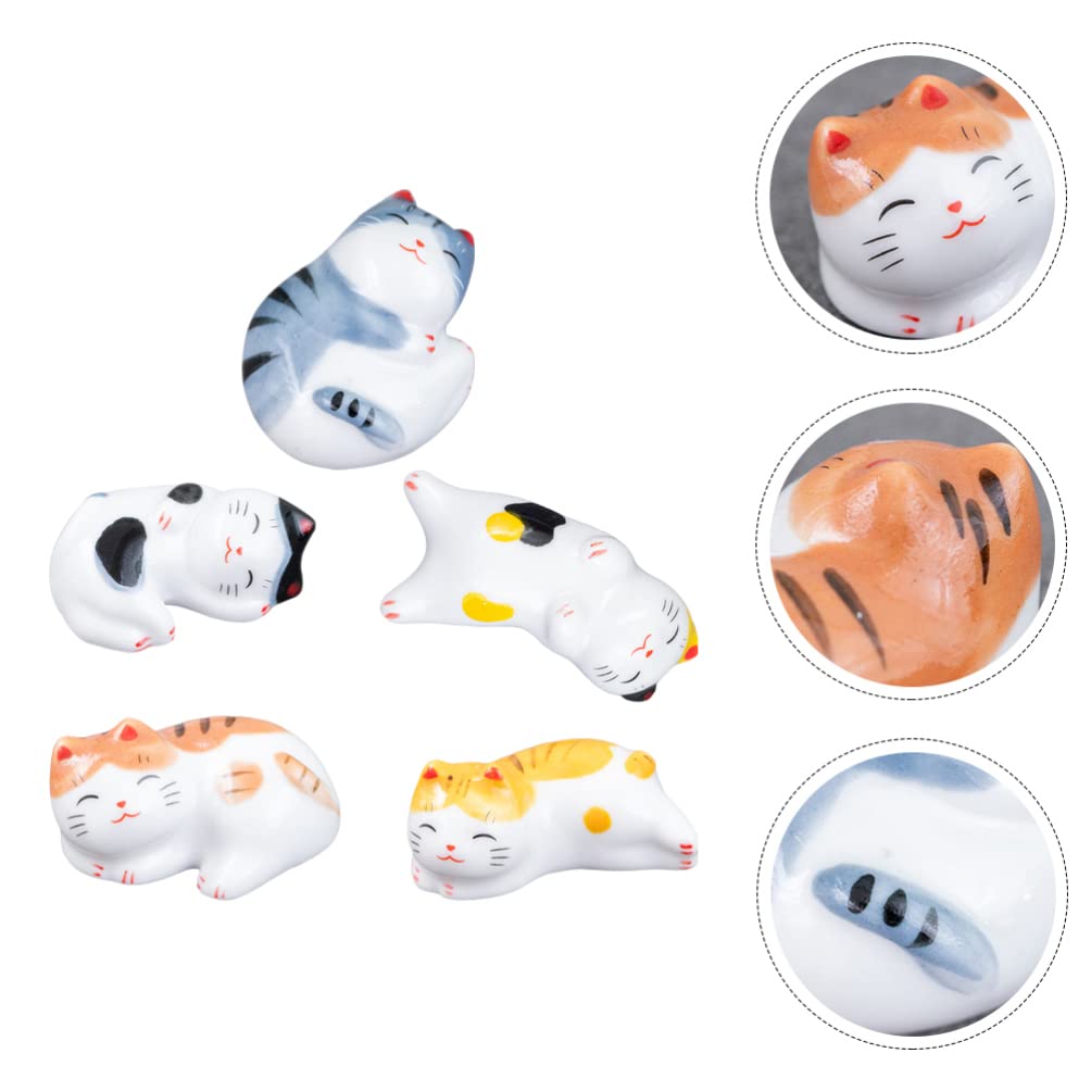 Générique Lot de 5 Supports de Baguettes en céramique pour décoration de Bureau, en Forme de Chat Mignon, pour Cuisine, Restaurant, Salle à Manger, décoration de Table