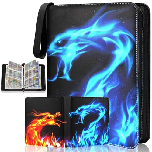 Album cartas, 50 Páginas con Capacidad para 900 Tarjetas Álbum De Cartas Coleccionables, cuadernos para tarjetas coleccionables, Carpeta de Tarjetas de PU Impermeable, Regalo para Niños