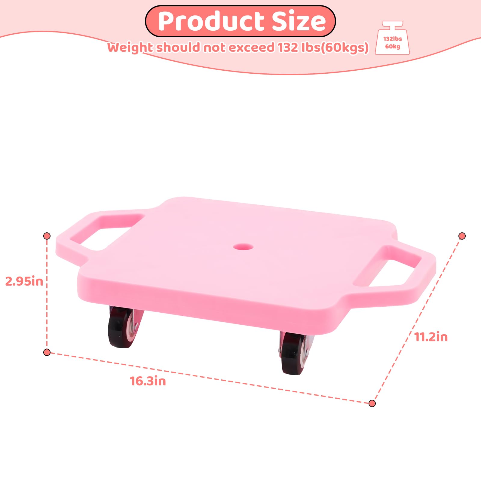 Ark miido Kids Sitting Scooter Board with Handles Swivel Casters Square Plastic Floor Surfer for Gym Class Children Physical Education Home Use