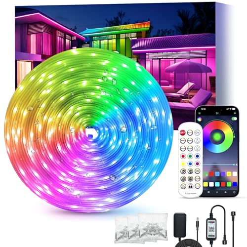 IKERY LEDテープライト防水 30メートル RGB リモコン スマホアプリ対応 音楽連動 LEDテープ 1600色調光調色 タイマー機能 LED strip light テープ間接照明 オシャレ ロープ テープライトの商品画像（Amazon）