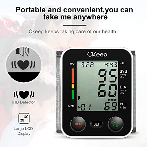 CKeep Automatic Wrist Blood Pressure Monitor with Large Display Screen and High Accuracy Reading Property,Box and Batteries Included - Thumbnail 4
