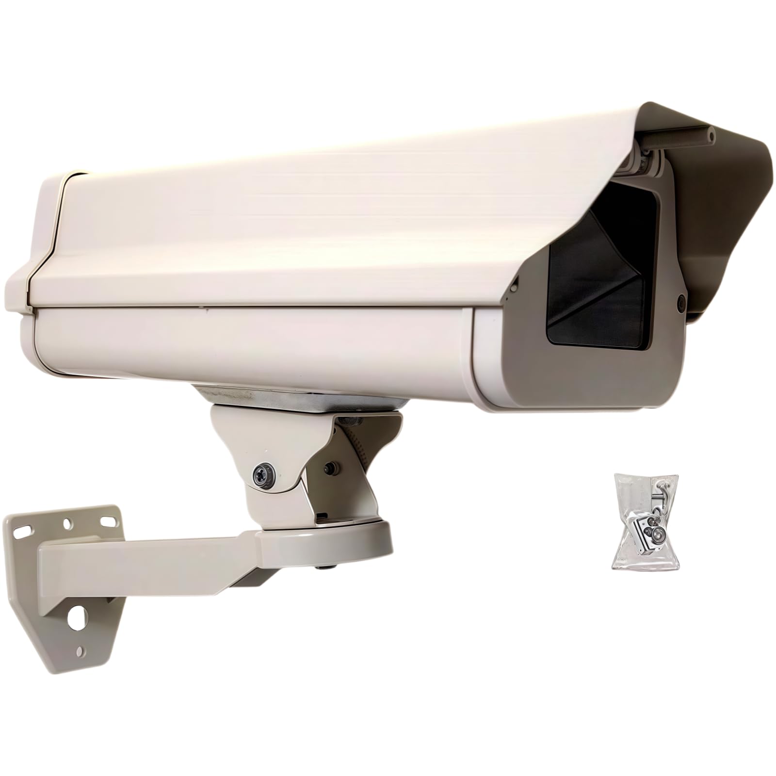 2Part in Set Aluminum Weatherproof CCTV Camera Housing with Adjustable Mount Bracket - Heavy Duty Indoor/Outdoor Security Surveillance Box with Lockable Lid & Glass Lens