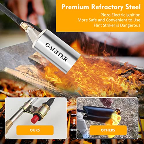 Propane Torch Weed Burner Kit,Weed Torch 800,000 Btu Blow Torch With 9.8 Ft Hose Heavy Duty Flamethrower With Turbo Trigger For Flame Weeding,Roofing, Melting Ice Snow (Blue) #TOP2