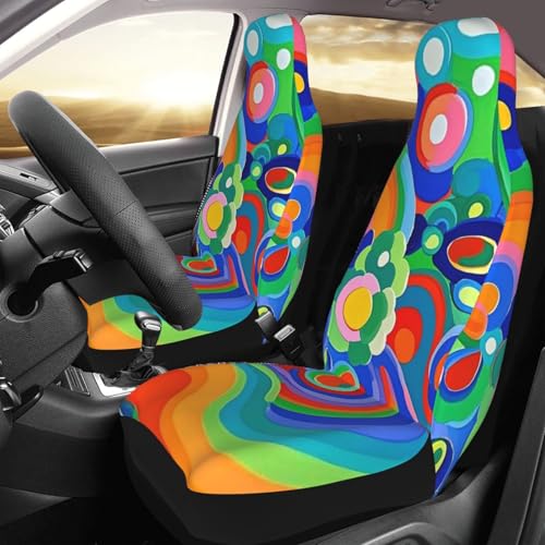 Housse de siège de voiture motif peinture lot de 2 coussins universels SUV et berline