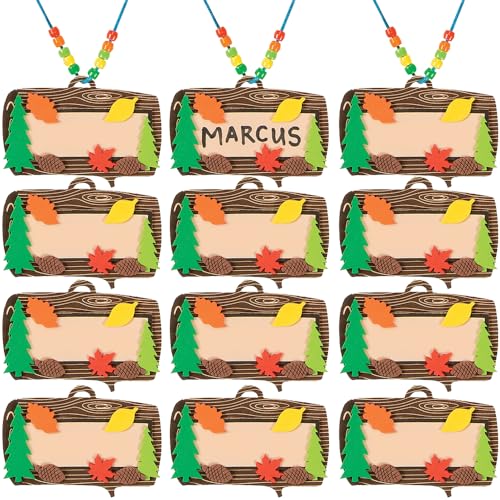 Fun Express Camp Name Tag Necklace Craft Kit -12 - Crafts for Kids and Fun Home Activities - Vacation Bible School Supplies/Decor