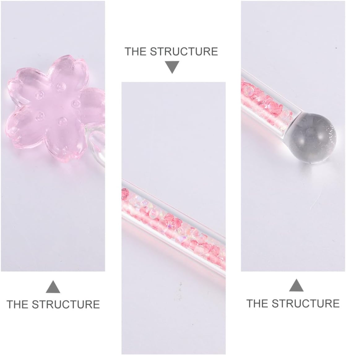 Glass Stir Stick Crystal Diamond, Pink Shaped Design