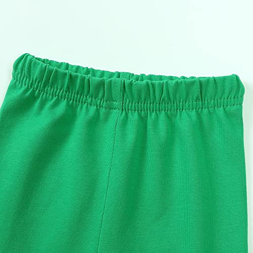 HahaNice Conjunto de camiseta e shorts de motociclista de algodão liso para meninas, 2 peças, Verde,