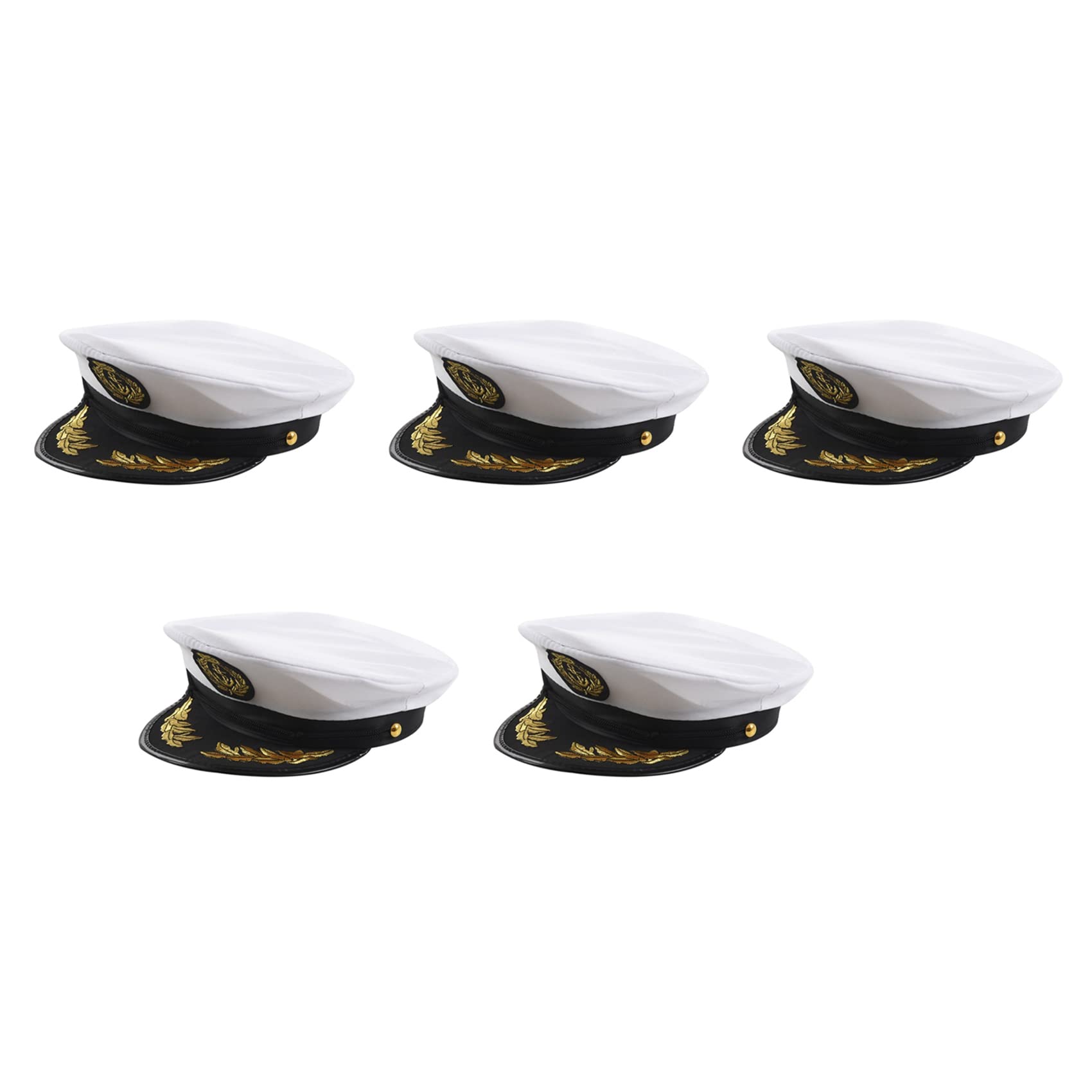 Beelooom Unisex Black&White 5X Adult Yacht Boat Captain Hat Navy Cap Ship Sailor Costume Fancy Dress Black+White