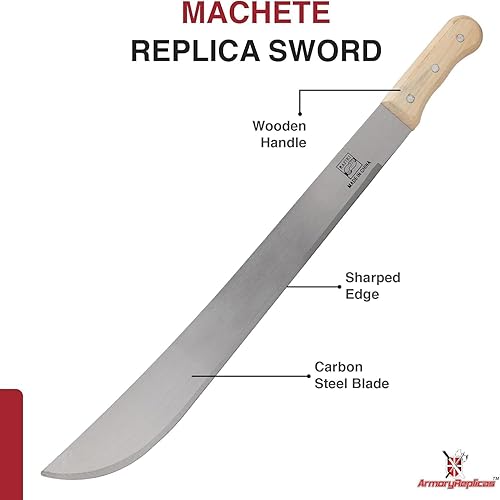 Vista 3 de Armory Replicas Cuchillo de machete de espiga completa - Herramienta multiusos para acampar al aire libre