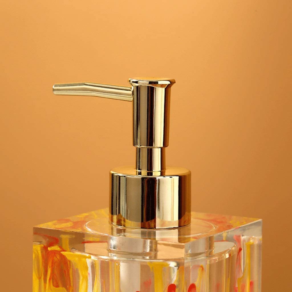 Distributeur de Savon en résine de 17 oz Distributeur de Pompe à Savon Rechargeable Forme carrée Bouteille de Lotion Transparente pour l'huile Essentielle de Cuisine