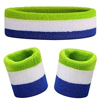 Kids Sweatbands Headband Wristband Set - Athletic Cotton Sweat Band for Sports - Ultimate Sweat-Absorbing 3-piece Set (1 Headband + 2 Wristbands)