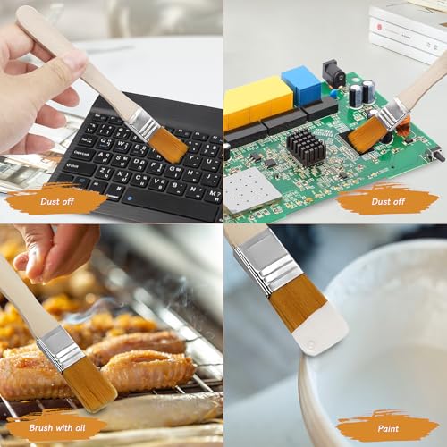 50 Stück Kleine Pinsel, Flachpinsel Kleine Pinsel Lackierpinsel Borstenpinsel Set 13.5cm Malerpinsel Leimpinsel mit Holzgriff für DIY Kunst Dekorieren Malerei Farben