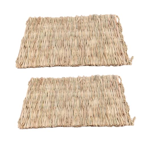 CIYODO 2pezzi Tappetino Intrecciato per Criceti e Piccoli Animali da Beige Materassini Naturali per Dormire e Nidificazione con Fieno Essiccato Come Substrato Confortevole per Roditori
