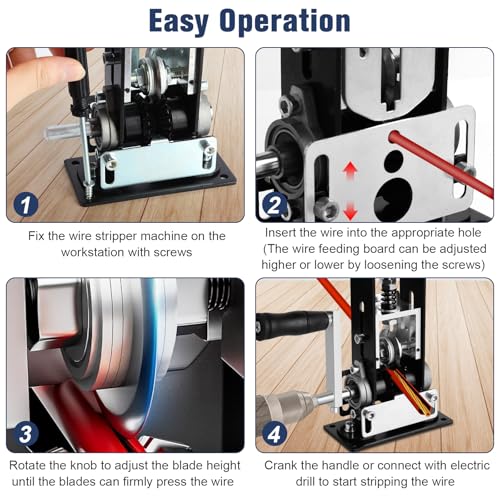 Wayona Manual Wire Stripper Machine Gauge Wire 0.04-1 inches, Cable Wire Stripping Machine for Drill Powered or Hand Crank Electric Wire Stripper Tool for Scrap Copper Recycling (with 1 Spare Blade) - Thumbnail 7
