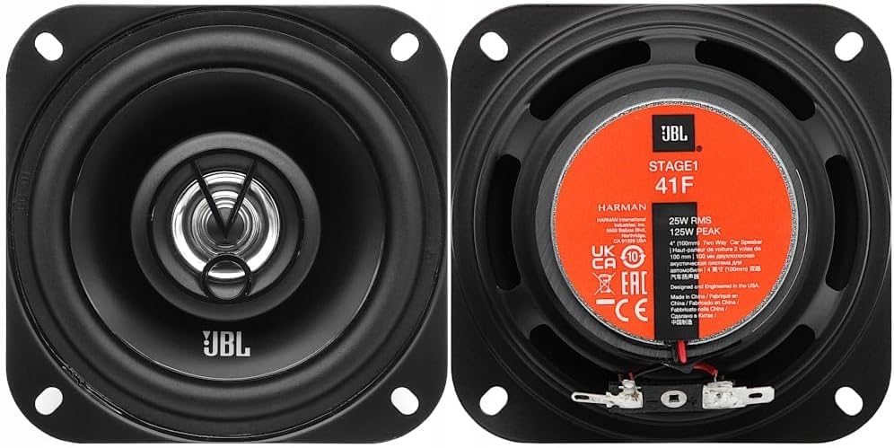 JBL Stage1 41F 2-Wege Auto Lautsprecher Set von Harman Kardon - 125 Watt KFZ Auto Boxen 25 Watt RMS - 2 stück Car HiFi JBL Box groß 10cm | 100mm | 4 Zoll, Schwarz