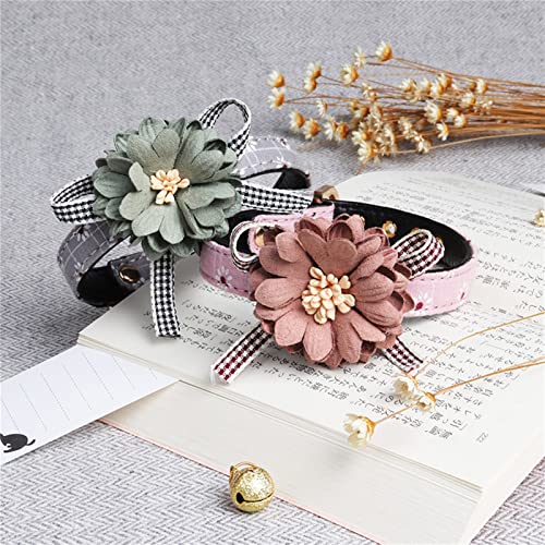 Collier pour chat en cuir réglable accessoire fleur chien cravate - 3