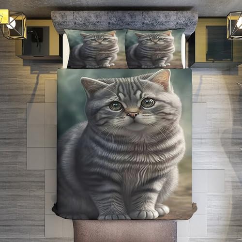 Housse de couette chat parure de lit douce pour des nuits tendres en double - 3