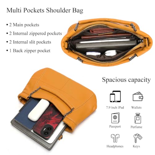 Image of Genuine Leather Women Handbags and Purses Designer Medium Tote Bag Fashion Shoulder Crossbody Satchel Hobo Bag