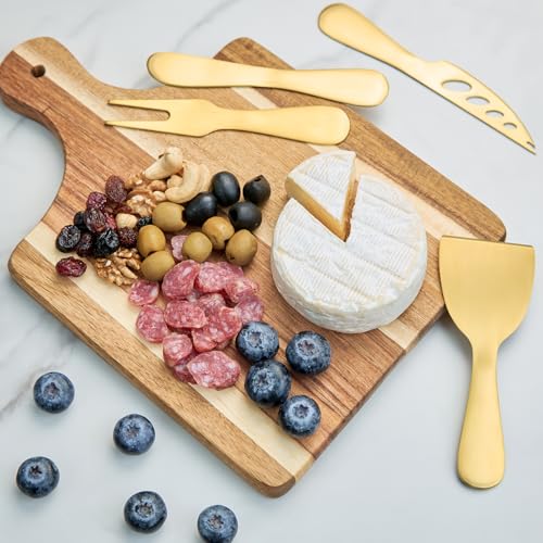 15Pcs Luxury Housewarming Gift Basket, Complete Welcome New Home Gift Set Acacia Cutting Board, Marble Mugs, Gold Cheese Knives, Photo Frame, 3D Card, Unique Closing Gift for Couple First Apartment - Image 3