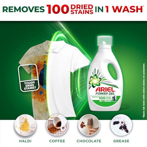 Image of Ariel Power Gel Liquid Detergent for Front Load - 2Kg+500g free | Removes 100 Dried Stains in 1 Wash | Faster Dissolving | Long-Lasting Fragrance | Color Protection | At the price of Powders