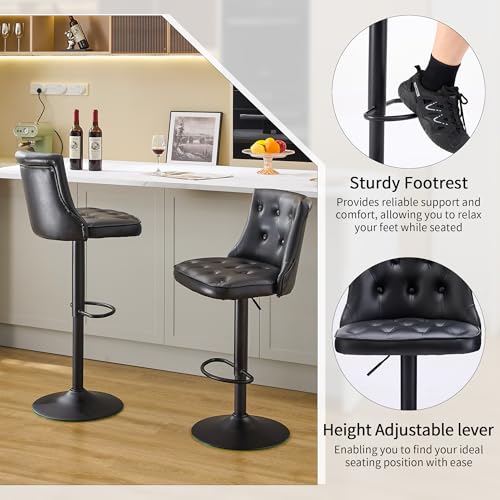 Image of FIRAVOE Swivel Kitchen Bar Stools Set of 2, Adjustable Height 25 inch-34 inch