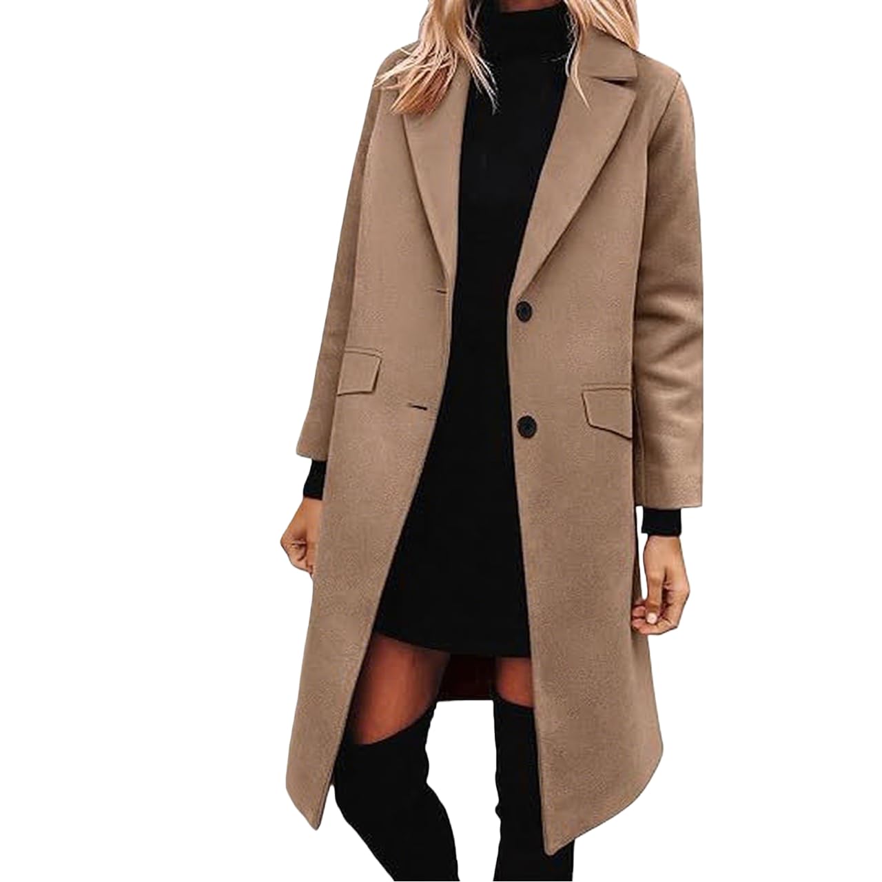 Generico Cappotto Di Lana Da Donna Giacca Invernale In Misto Lana Monopetto Lungo Cappotto Da Pisello Spesso E Caldo Soprabito Da Donna Elegante Antivento Da Lavoro