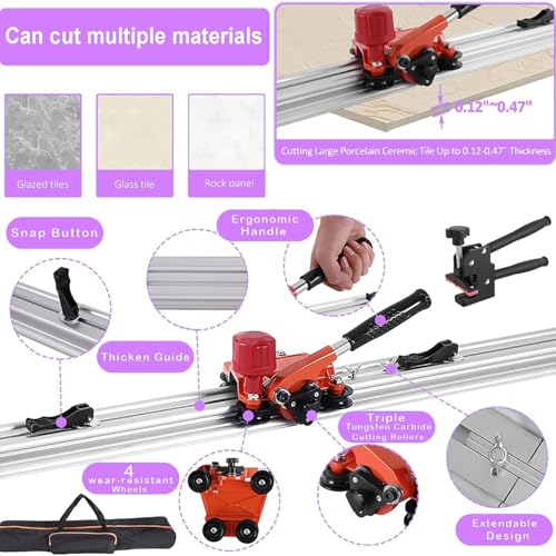 Cortador manual de azulejos de 3,6 m con cortador de límites, alicates segmentados y ventosas para azulejos de piedra y cerámica