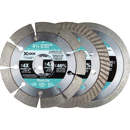 Makita E-12647 X-Lock 4-1/2" Diamond Blade Variety Pack for Masonry Cutting, 3/pc
