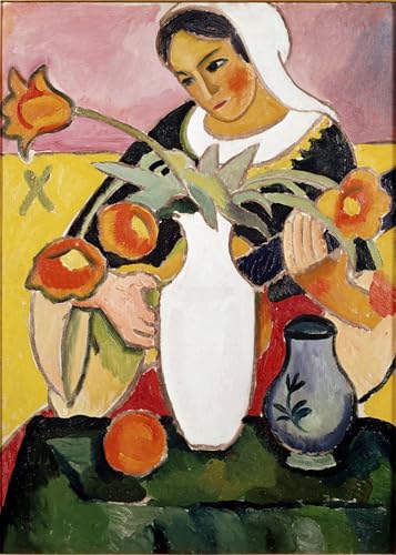 Tableau sur toile pour grand mur vide | Peinture colorée Macke 60x90