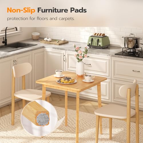 image for HOOBRO Bamboo Dining Table, Square Dining Table for 2, 27.6